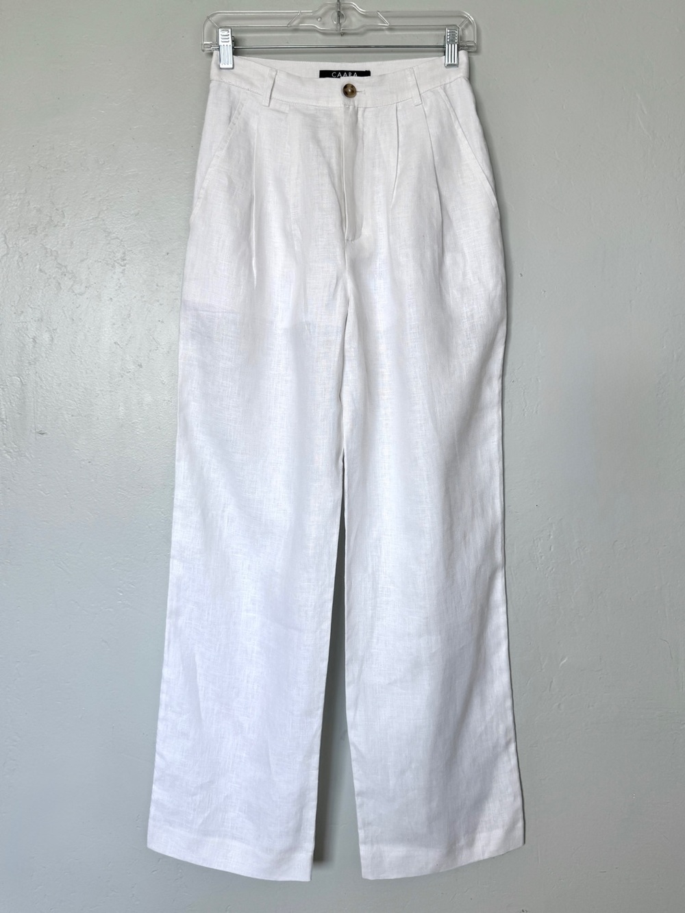 CAARA White 100% Linen High Rise Wide Leg Pants Size 2